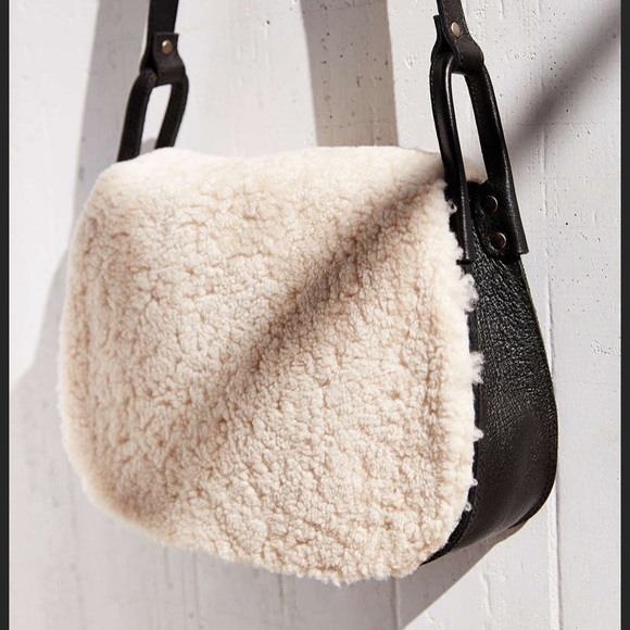 Ecote Handbags - New Urban Outfitters “Ecote” Sherling Leather Saddle Bag, Black And White